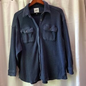 Aerie Lumber Jane waffle knit button down shirt * Washed Blue color* XS